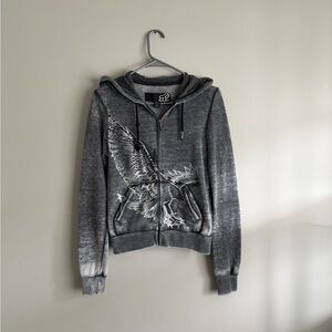 Fox Gray Hoodie with Eagle Design